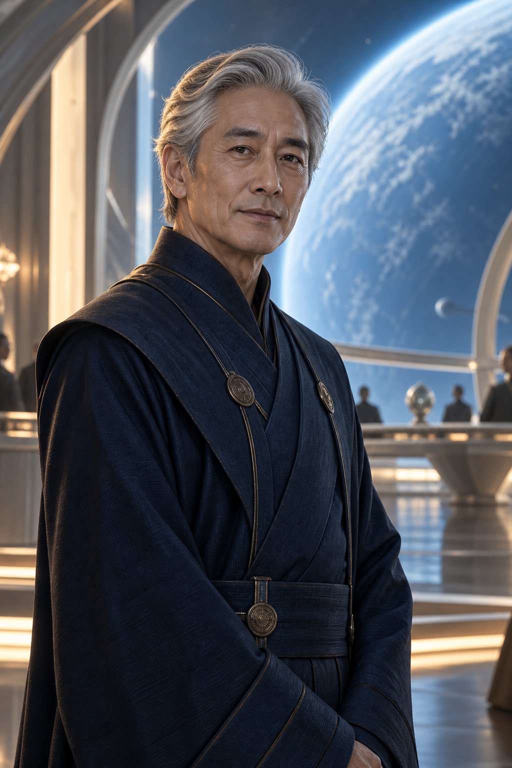 An older diplomatic envoy turns the same genre toward restraint, symmetry, and architectural cloth.
